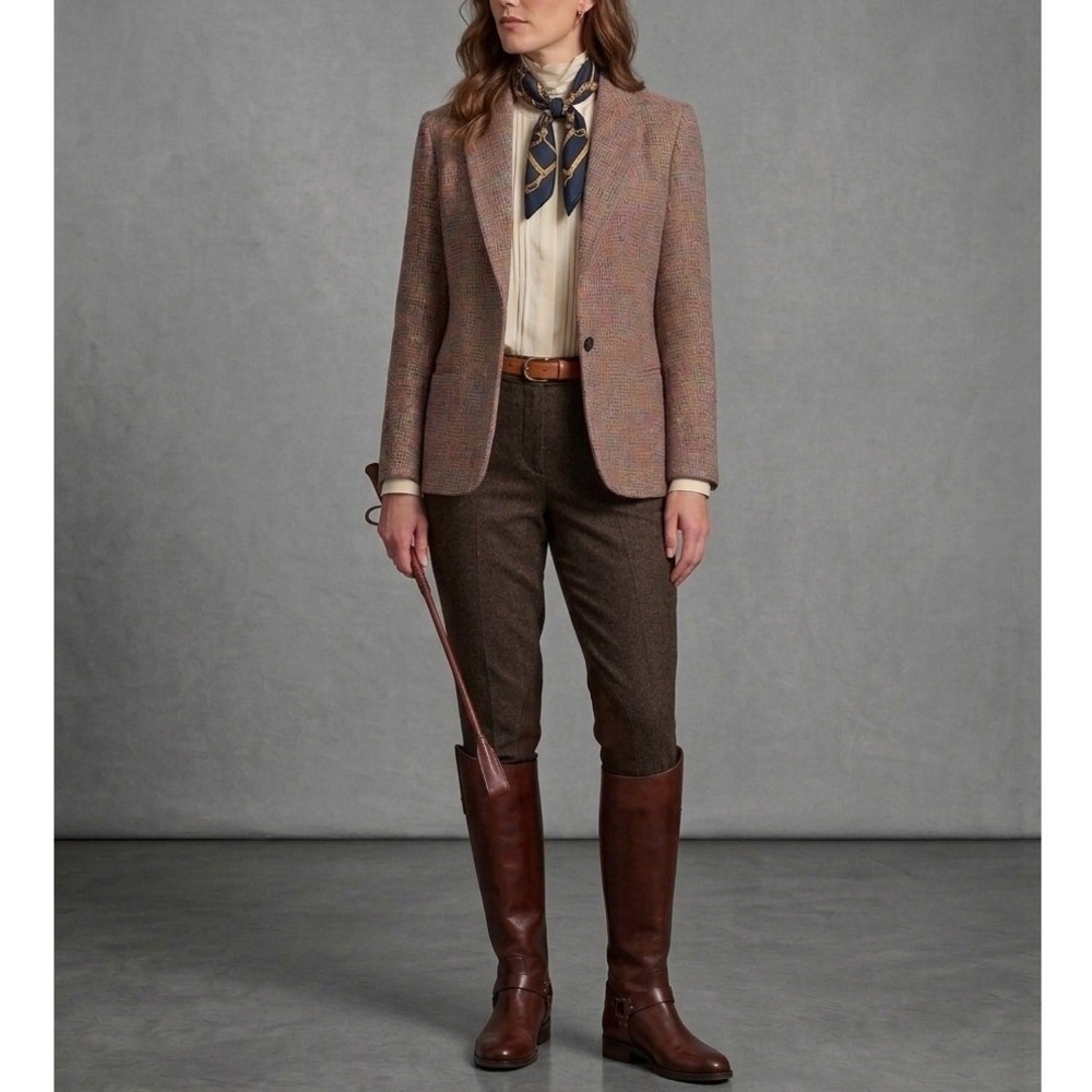 Vintage Chaus Brown 100% Wool Harris Tweed Blazer Jacket Womens 11/12